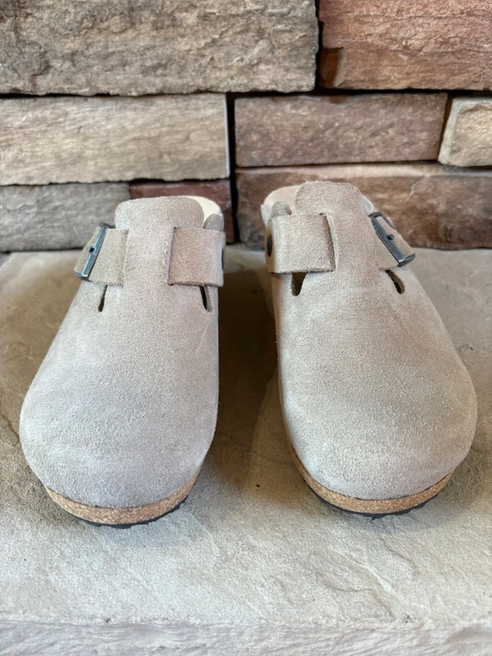 Papillio sz 41 taupe wedge slip on clogs/mules